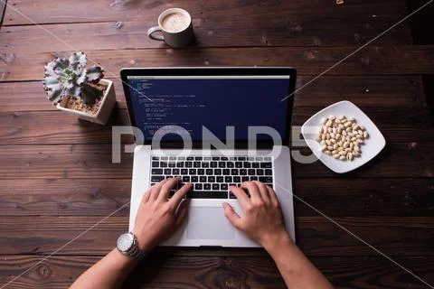 Top view of Coding and programming for web development and web design concept 写真素材