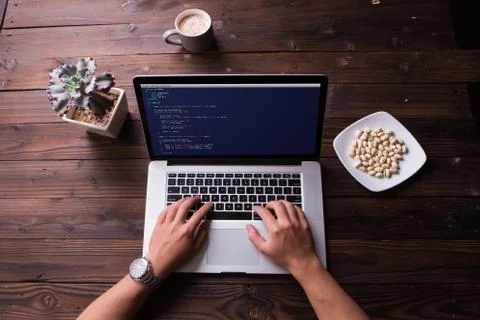Top view of Coding and programming for web development and web design concept Stock Photos