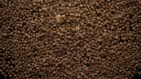 Top View Of Coffe Beans Falling Stock Footage 116235405