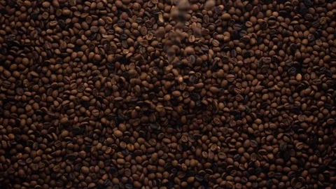Top View Of Coffe Beans Falling From Camera Down To Coffe Beans Background Stock Footage 116290764
