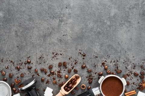 Top view of coffee background. Stock-Fotos