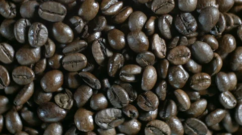 Top view of Coffee Beans rotating Stock Footage 62379188