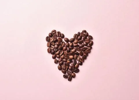 Top view of coffee beans in shape of a heart Fotos de archivo