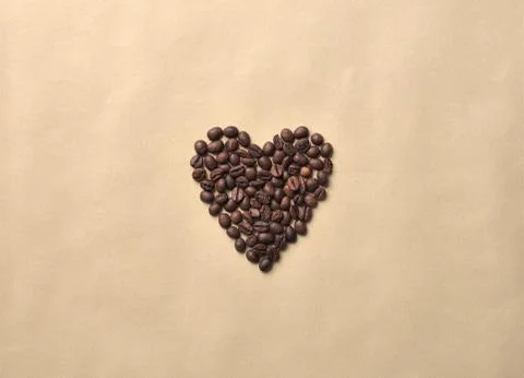 Top view of coffee beans in shape of a heart Foto stock