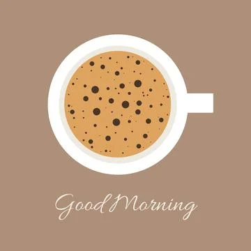 Top view of the coffee cup. Good morning. I love coffee, simple vector illust Illustrazione stock