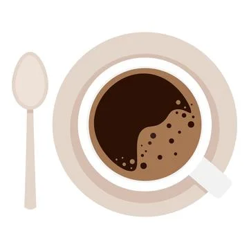 Top View Coffee Cup Vector Illustration Black Coffee Foam Bubbles Иллюстрация