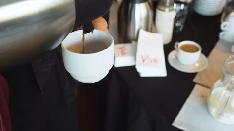 Top view of coffee pour into cup from coffee maker. Stock Footage 121176887