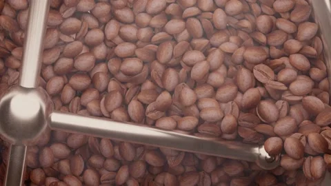 Top view of coffee roaster machine mixing and roasting Stock-Footage 150289383