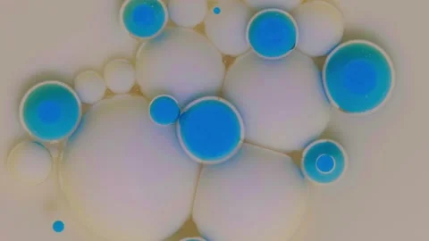 Top view of colored acrylic paint bubbles moving on milk, oil Stock Footage 252804928