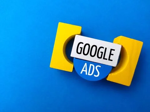 Top view colored block with text GOOGLE ADS Stock Photos