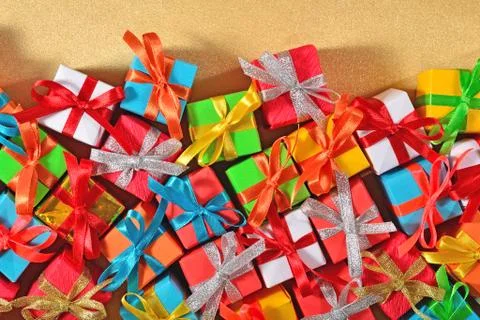Top view of colorful gifts Stock Photos