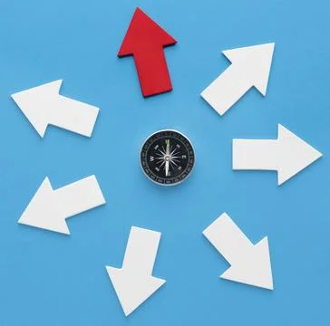 Top view compass with arrows Stock Photos