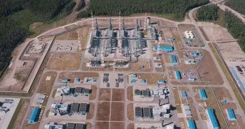 Top view of complex equipment and warehouses in Alaska Stock Footage 139267867