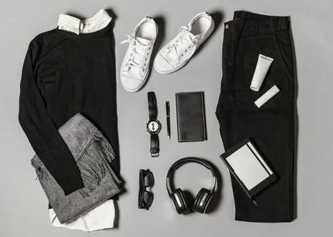 Top view composition different traveling elements 3 스톡 사진