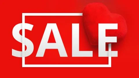 Top view on composition with hearts on red background. February sale Stock Photos