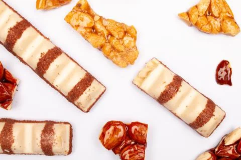 Top view composition or background with delicious chocolate Stock Photos