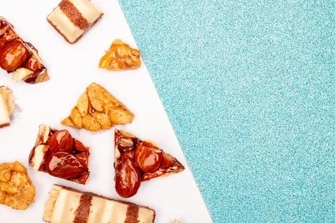 Top view composition or background with delicious chocolate Foto stock