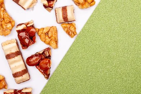 Top view composition or background with delicious chocolate Stock Photos