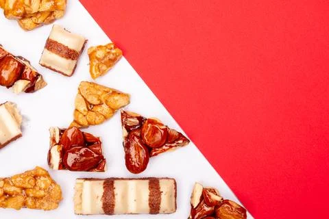 Top view composition or background with delicious chocolate Stock Photos