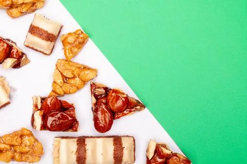 Top view composition or background with delicious chocolate Stock Photos