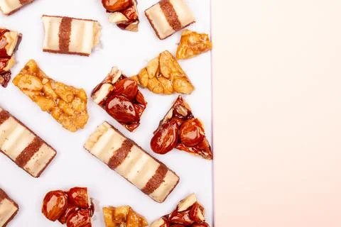 Top view composition or background with delicious chocolate Stock Photos