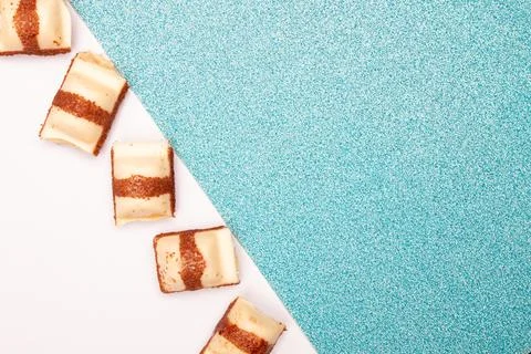 Top view composition or background with delicious chocolate Stock Photos