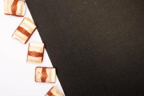 Top view composition or background with delicious chocolate Stock Photos