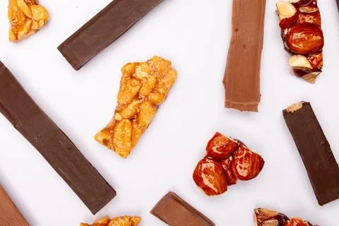 Top view composition or background with delicious chocolate Stock Photos