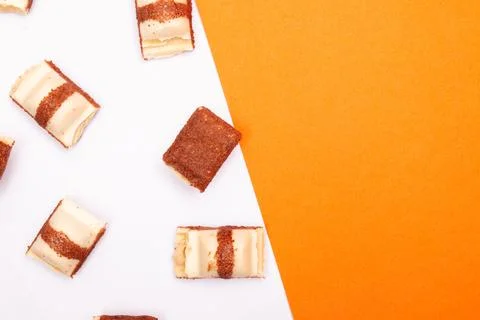 Top view composition or background with delicious chocolate Stock Photos