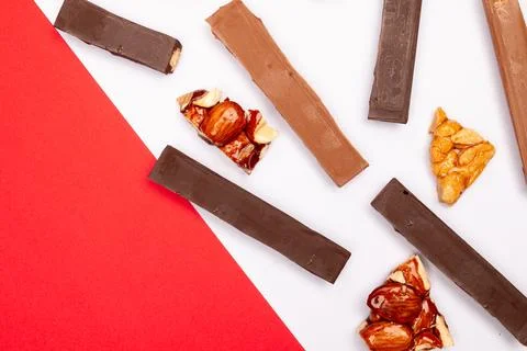 Top view composition or background with delicious chocolate Stock Photos