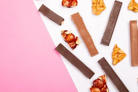 Top view composition or background with delicious chocolate Foto stock