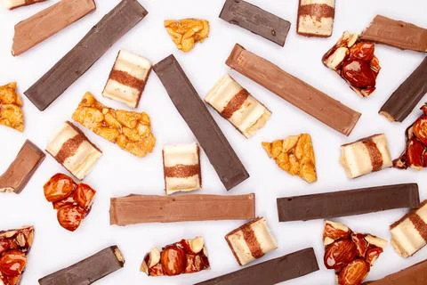 Top view composition or background with delicious chocolate Stock Photos