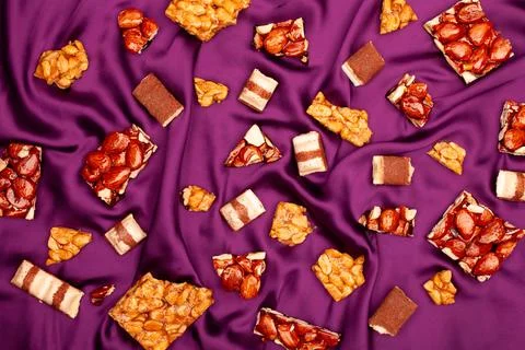 Top view composition or background with delicious chocolate Stock Photos