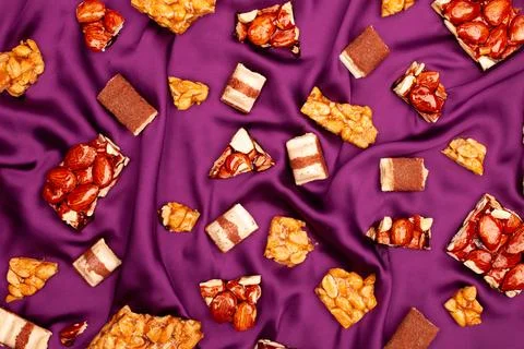 Top view composition or background with delicious chocolate Stock Photos