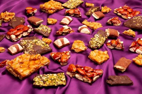 Top view composition or background with delicious chocolate Stock Photos