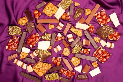 Top view composition or background with delicious chocolate Stock Photos