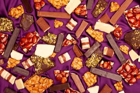 Top view composition or background with delicious chocolate Foto stock