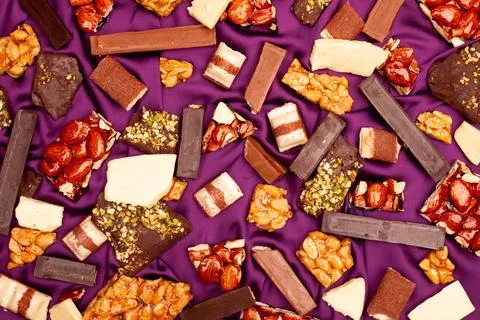 Top view composition or background with delicious chocolate Foto stock