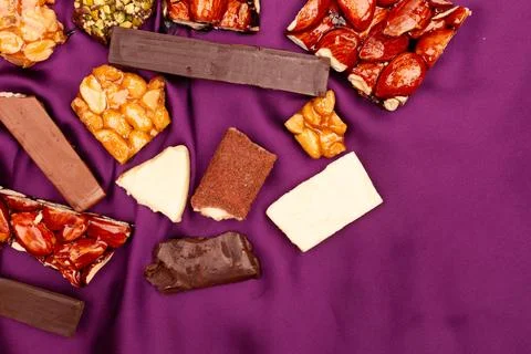 Top view composition or background with delicious chocolate Stock Photos