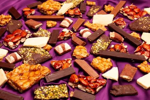 Top view composition or background with delicious chocolate Stock Photos