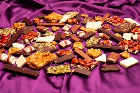 Top view composition or background with delicious chocolate Stock Photos