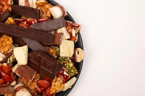 Top view composition or background with delicious chocolate Stock Photos