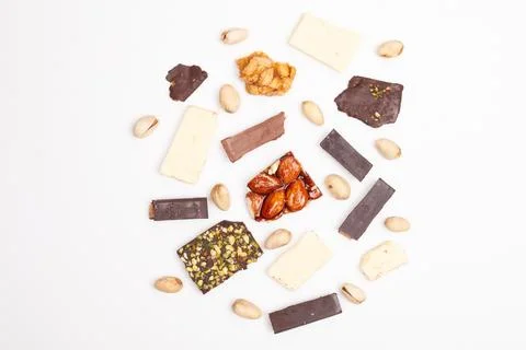 Top view composition or background with delicious chocolate Stock Photos