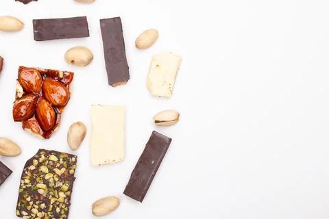 Top view composition or background with delicious chocolate Stock Photos