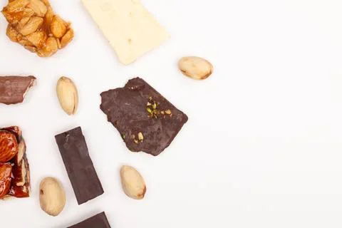 Top view composition or background with delicious chocolate Stock Photos