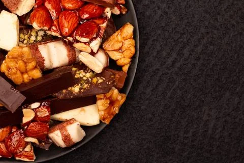 Top view composition or background with delicious chocolate Foto stock