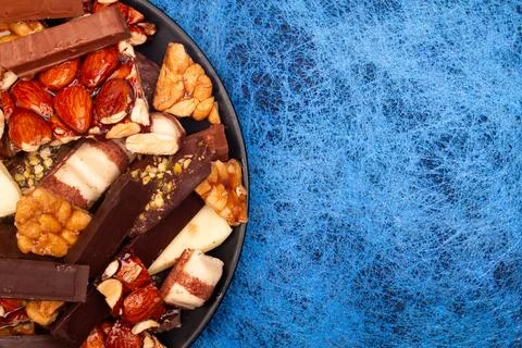 Top view composition or background with delicious chocolate Stock Photos