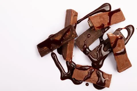 Top view composition or background with delicious chocolate Stock Photos