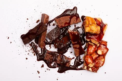 Top view composition or background with delicious chocolate Stock Photos