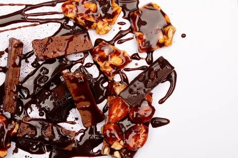 Top view composition or background with delicious chocolate Stock Photos